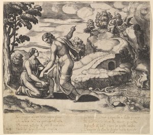 Venere ordina a Psiche di prendere acqua da una fontana sorvegliata da draghi, dalla 