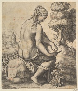 Venere che rimuove una spina dal piede, 1532 da Master of the Die