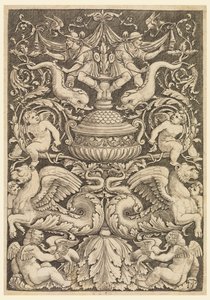 Grottesco con delfini e leoni alati da Master of the Die, Italian or German, 1530 1560