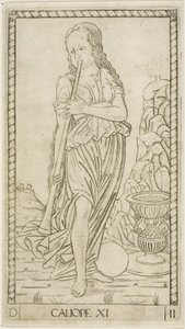 Calliope, tavola undici da Apollo e le Muse da Master of the E Series Tarocchi