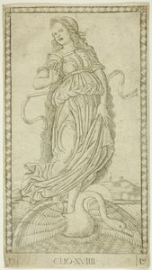 Clio, tavola diciannove da Apollo e le Muse da Master of the E Series Tarocchi