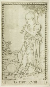 Euterpe, tavola diciotto da Apollo e le Muse da Master of the E Series Tarocchi