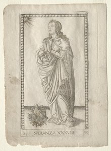 Speranza dai Tarocchi, serie B: Principi cosmici e virtù, #39, prima del 1467 da Master of the E Series Tarocchi