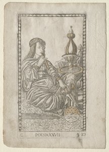 Poesia dai Tarocchi, serie C: Arti Liberali, n. 27 da Master of the E Series Tarocchi