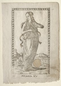 Polimnia inni eroici dalla serie Tarocchi D..., prima del 1467 da Master of the E Series Tarocchi