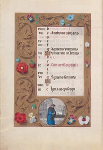 Ore della Regina Isabella la Cattolica, Regina di Spagna: Fol. 2v, Gennaio - Paesaggio innevato da Master of the First Prayerbook of Maximillian