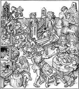 Mercurio e i suoi figli. Illustrazione dal Housebook