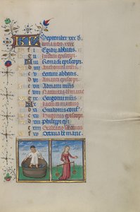 Pagina del calendario di settembre; Fare il vino; Bilancia
