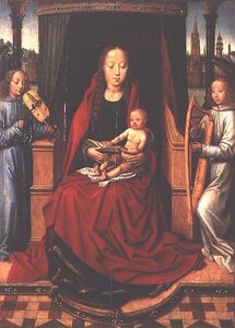 Madonna con Bambino e due angeli musicanti da Master of The Legend of St. Lucy
