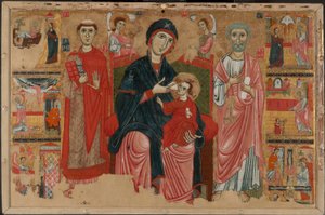 Vergine e Bambino in trono con i santi Leonardo e Pietro e scene della vita di San Pietro