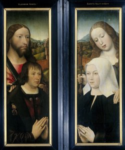 Due ali di un trittico con il donatore, Thomas Isaacq, accompagnato da San Tommaso (sinistra, ala esterna), e la moglie del donatore accompagnata da Santa Margherita (destra, ala esterna)