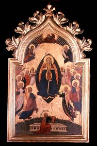 Madonna in una mandorla con angeli musicanti da Master of the Osservanza