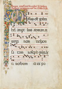 Foglio di manoscritto con San Giovanni Evangelista e San Giovanni Battista..., seconda metà del XV sec. da Master of the Riccardiana Lactantius
