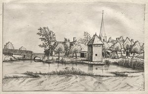 Vedute di Villaggi nel Brabante e Campine: Un Villaggio Fossato, c. 1561 da Master of the Small Landscapes