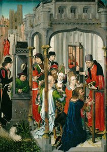 La predicazione di San Gery, "il sermone pastorale", con la chiesa di San Gudule sullo sfondo ... da Master of the View of Saint Gudula