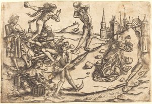 La lapidazione di Santo Stefano da Master with the Banderoles after Israhel van Meckenem