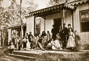Il generale Heintzelman che intrattiene amici al campo di convalescenza, Alessandria, 1861-65 da Mathew B. Brady