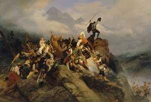Padre Joachim Haspinger tra i contadini combattenti, 1842 da Mathias Artaria