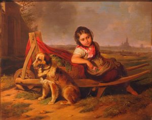 Ragazza con cane davanti a Vienna