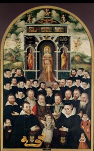 Pannello allegorico raffigurante la Vergine, Enrico IV (1553-1610) e cortigiani, donatori, sua moglie e membri della loro famiglia