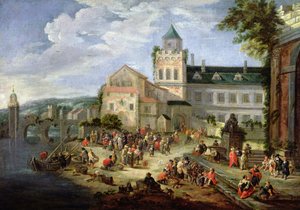 Mercato sulle rive di un fiume