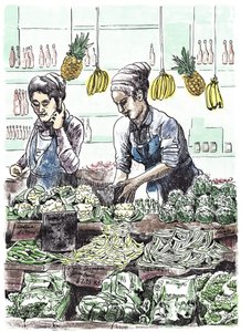 Borough Veg 2, 2013 (inchiostro su carta) da Matt Bannister
