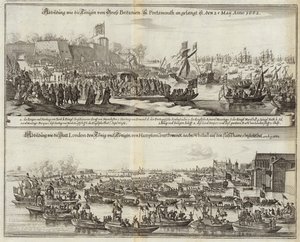 Folla radunata per i reali in Gran Bretagna nel 1662 da Mattaus the Younger Merian