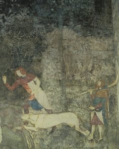 Uomini che cacciano con i cani, (dettaglio decorativo)