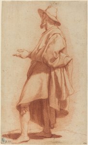 Uomo in Piedi con Mantello e Cappello