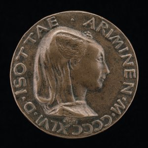 Isotta degli Atti, 1432-1474, amante 1446, poi moglie dopo il 1453, di Sigismondo Malatesta (recto) da Matteo di Andrea de Pasti
