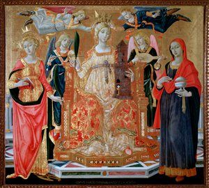Santa Barbara sul trono, Santa Maria Maddalena, Santa Caterina d