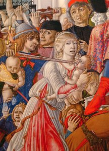 La strage degli innocenti (dettaglio di un soldato che trafigge un bambino con la sua spada, 1482)