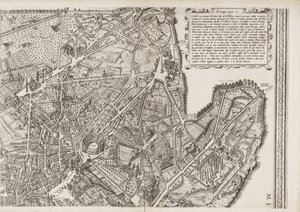 Mappa di Roma, parte in alto a destra da Matthaus Greuter