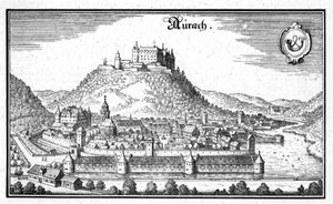 Aurach - estratto da Topographia Sueviae (Schwaben)