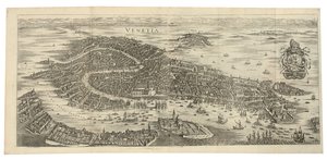 Panorama pieghevole di Venezia, 1688, stampato c.1700 da Matthaus Merian