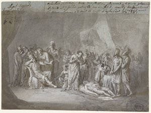 Il corpo di Patroclo pianto nella tenda di Achille da Mattheus Ignatius van Bree