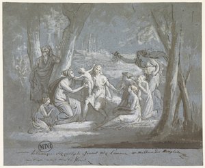 Telemaco e Calipso che giocano con un Amor da Mattheus Ignatius van Bree