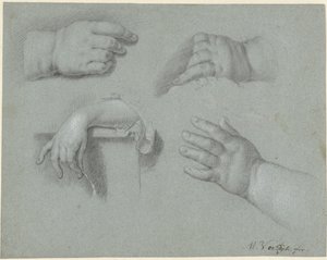 Foglio di studio con quattro mani