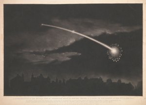 Una rappresentazione del meteorite visto a Paddington circa 12 minuti prima delle 11 di sera, l