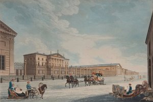 Vista della Banca Imperiale e dei negozi a San Pietroburgo, 1815