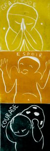 coraggio speranza gratitudine alt, 2005 (linoprint) da Matthew Hilton