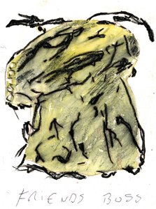 capo di un amico, 2021 (acquarello, pastello)