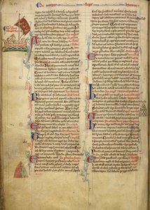Royal 14 C. VII, f.116v Disegno marginale di Re Enrico III che attraversa il Canale della Manica verso la Bretagna, con parte del testo di accompagnamento scritto a mano dall