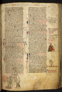 Roger Nigel, vescovo di Londra, consacra Edmondo di Abington come arcivescovo di Canterbury, con i loro nomi iscritti sopra, illustrazione da 