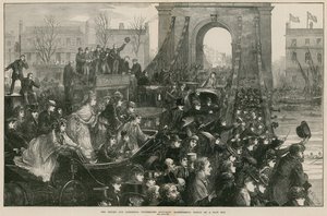 La gara di canottaggio Oxford e Cambridge: Ponte di Hammersmith il giorno della gara da Matthew White Ridley