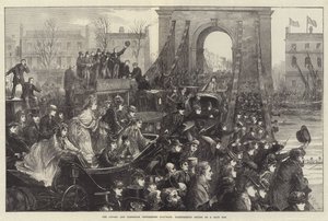 La gara di canottaggio delle università di Oxford e Cambridge, ponte di Hammersmith in un giorno di gara da Matthew White Ridley