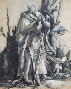 San Giovanni nella foresta, ca 1515, di Matthias Grünewald, gesso nero su carta. Germania da Matthias (c.1480 1528) Grunewald