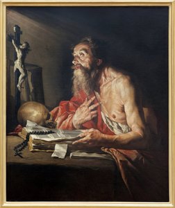 San Girolamo, Dipinto a olio su tela di Mathias Stomer (Matthias Stom) (1600-dopo 1650) - Fotografia, KIM Youngtae, Nantes, Museo delle Belle Arti di Nantes da Matthias (c.1600 p.1650) Stomer