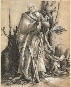Santo barbuto con bastone da passeggio, c. 1516 da Matthias Grünewald