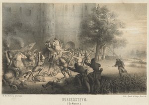 Bulgersteyn assediato dai Normanni, ca. 810 da Matthijs Willem Gerardus Michielsen